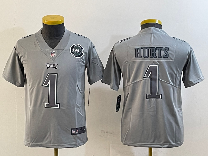 Youth 2025 Philadelphia Eagles 1 Hurts grey Nike NFL jersey style 8